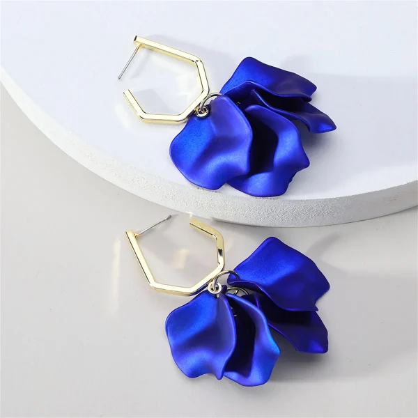 Luxury Trendy Design Wedding Party Acrylic Rose Petals Flower Dangle Earrings - Image 2