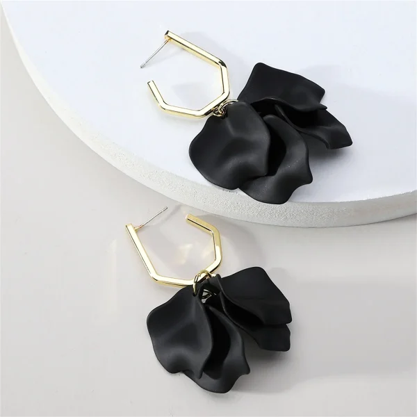 Luxury Trendy Design Wedding Party Acrylic Rose Petals Flower Dangle Earrings - Image 9