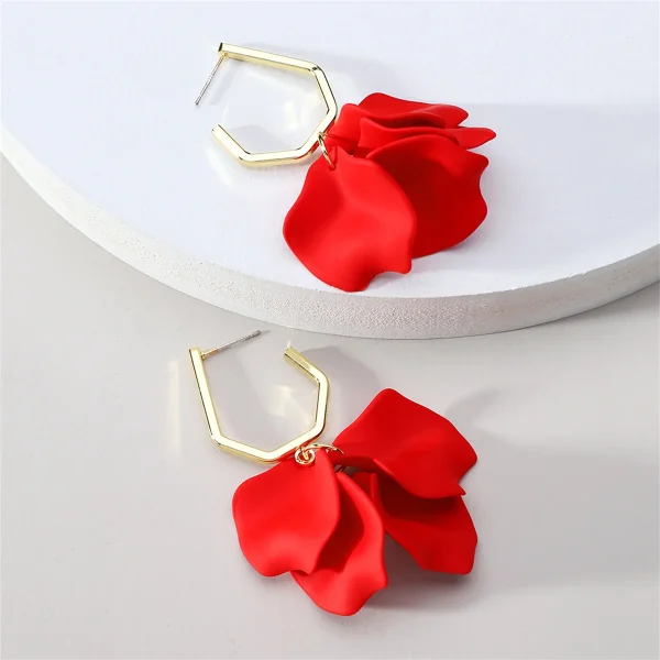 Luxury Trendy Design Wedding Party Acrylic Rose Petals Flower Dangle Earrings - Image 8