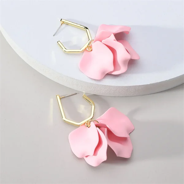 Luxury Trendy Design Wedding Party Acrylic Rose Petals Flower Dangle Earrings - Image 7