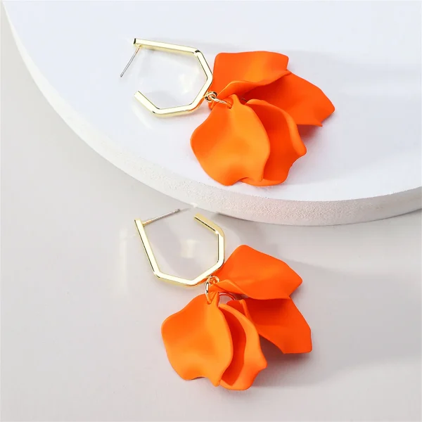 Luxury Trendy Design Wedding Party Acrylic Rose Petals Flower Dangle Earrings - Image 6