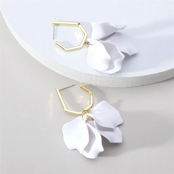 Luxury Trendy Design Wedding Party Acrylic Rose Petals Flower Dangle Earrings - Image 5