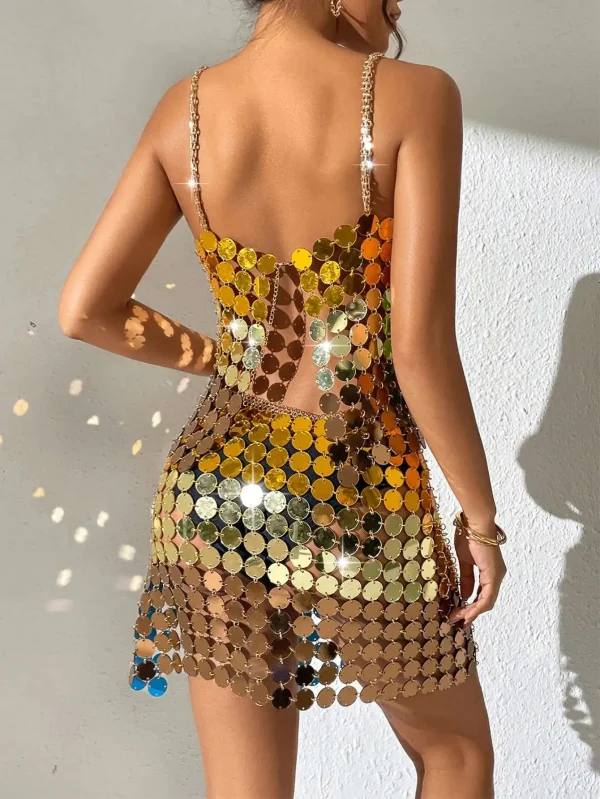 Metal Sequin Glitter Evening Party Bodycon Club Beach Dress Sets - Image 3