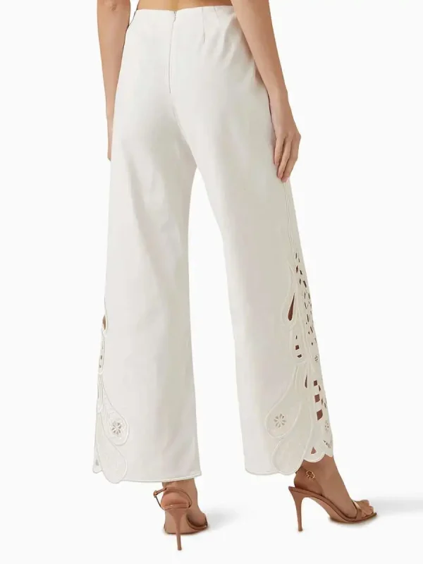 Minimalist O-Neck Sleeveless Top And High Waist Pant Solid Hollow Out Two Piece Set - Image 6
