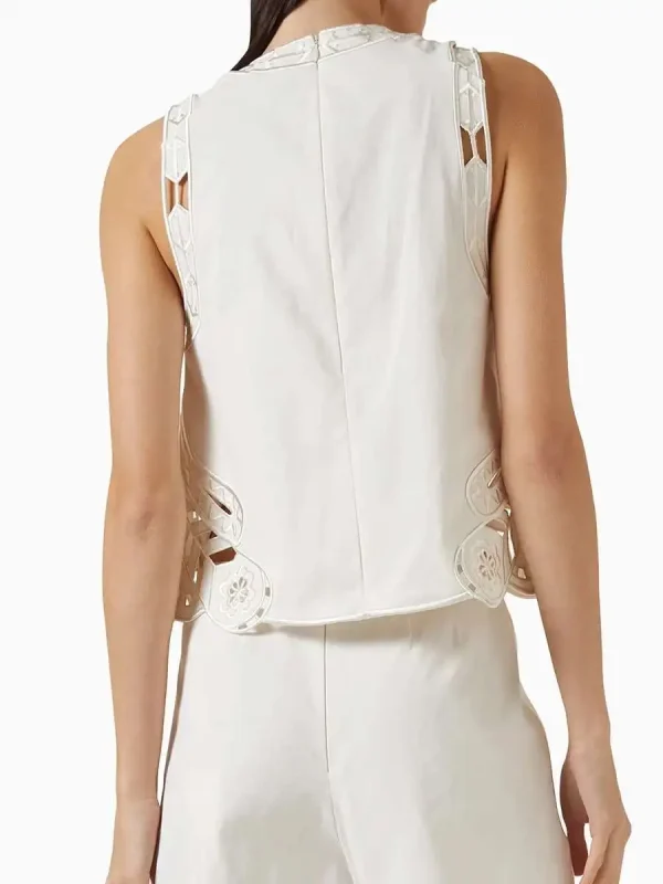 Minimalist O-Neck Sleeveless Top And High Waist Pant Solid Hollow Out Two Piece Set - Image 4