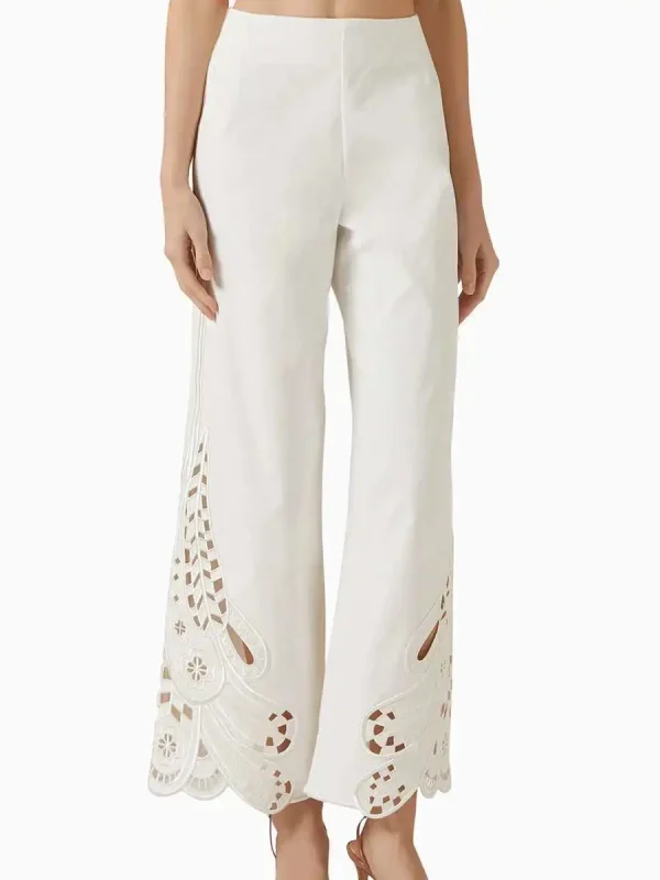 Minimalist O-Neck Sleeveless Top And High Waist Pant Solid Hollow Out Two Piece Set - Image 5