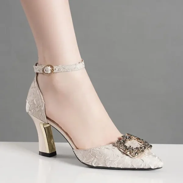 Elegant Bling Buckle Pointed Toe Wedding Party High Heel Sandal - Image 2