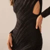 Patchwork Round Neck Long Sleeve Close-Fitting Streetwear Short Dress - Image 2