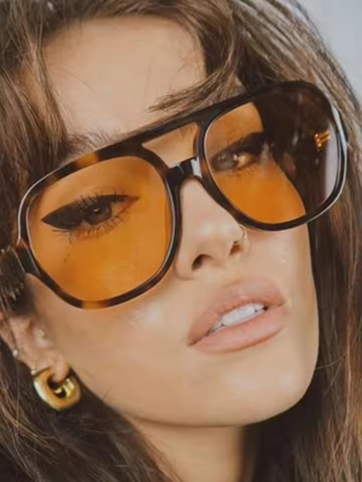 Retro Acrylic Brand Big Plastic Frame Square Glasses Vintage Oversized Sunglasses - Image 4
