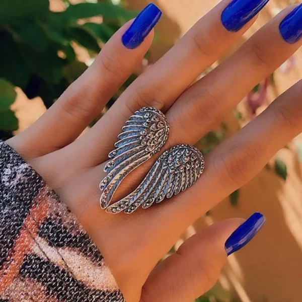 Retro Angel Wings Large Vintage Punk Gothic Rock Hiphop Accessories Designer Ring - Image 3