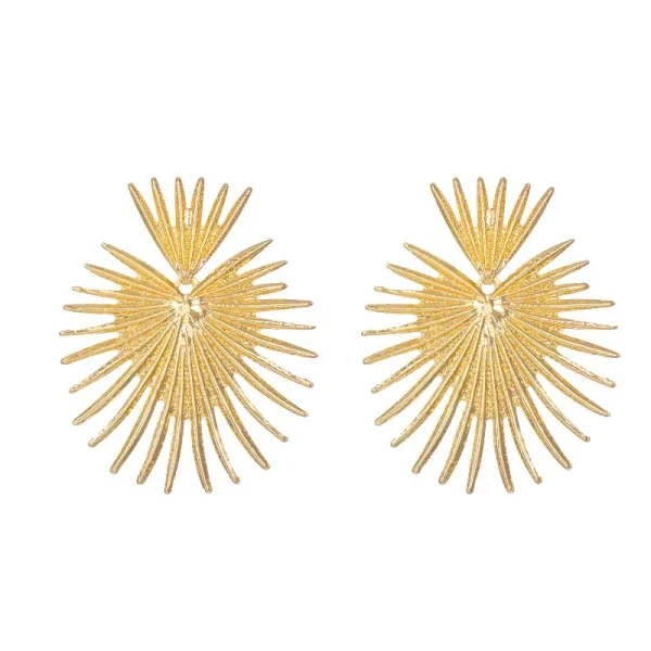 Retro Exaggerated Fan-shaped Tassel Geometric Heart-shaped Temperament Earrings - Image 6