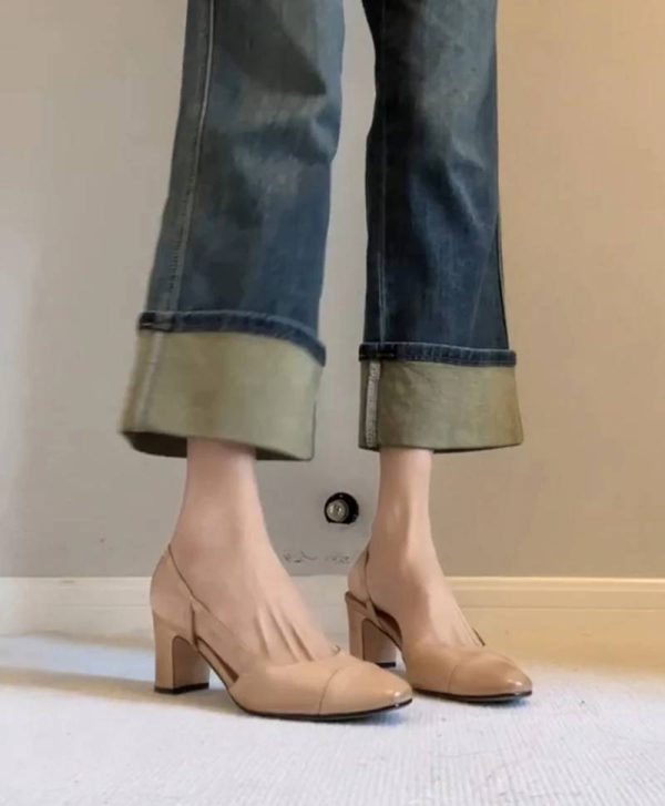 Retro Style Cover Toe Thick Heel Sandals Slip On Footwear - Image 11