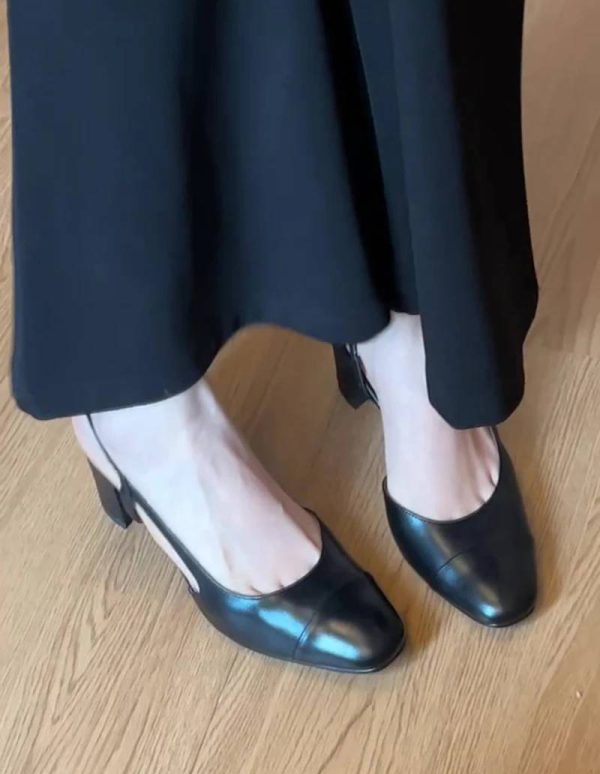 Retro Style Cover Toe Thick Heel Sandals Slip On Footwear