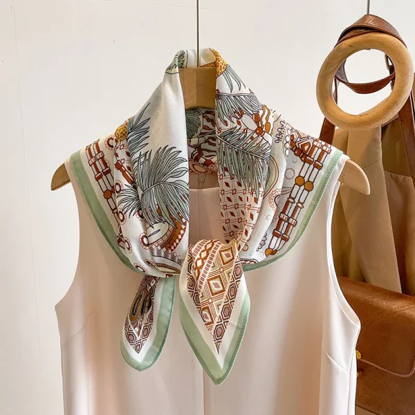 Retro Thin Imitation Silk Jungle Animal Printed Versatile Headscarf Shawl Scarf