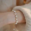 Retro Trendy Pearl Cute Zinc Alloy Geometric Animal Paw Bangles Bracelet - Image 2