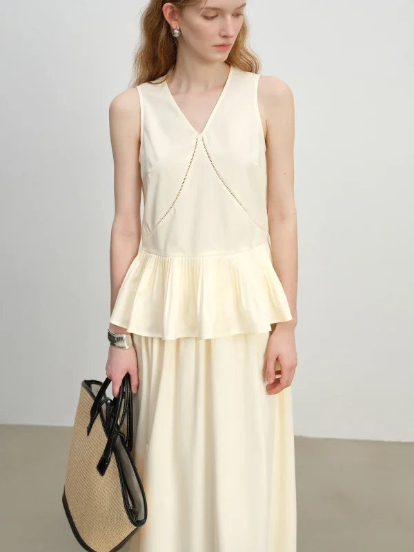 Romantic Ruffle Sleeveless Holiday Mid-Calf Top Skirt Set - Image 4