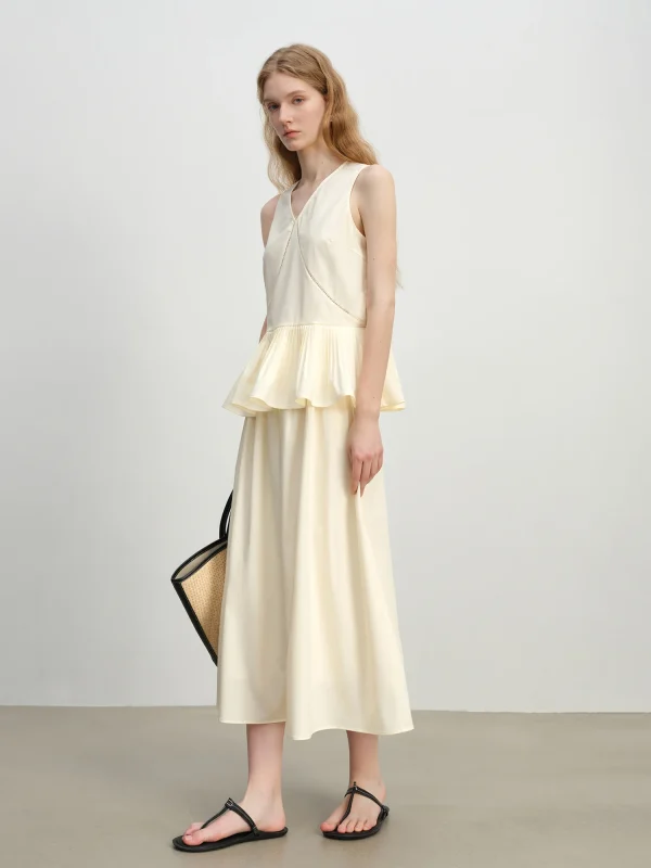 Romantic Ruffle Sleeveless Holiday Mid-Calf Top Skirt Set - Image 2