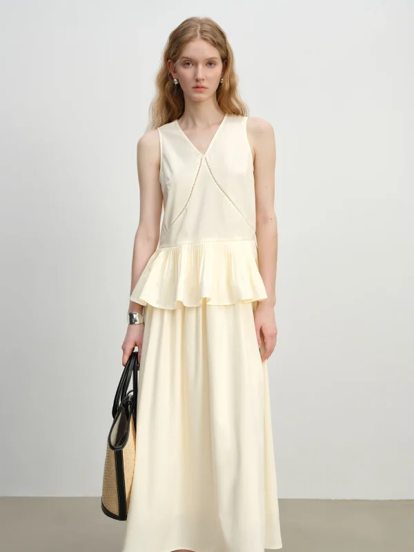 Romantic Ruffle Sleeveless Holiday Mid-Calf Top Skirt Set - Image 3