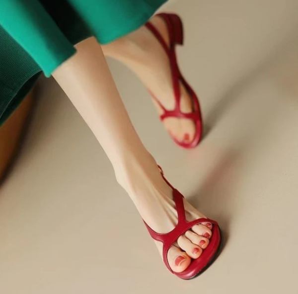 Rubber Roman Style Premium Designer For Office Work Heel Sabot Flat Sandals - Image 3