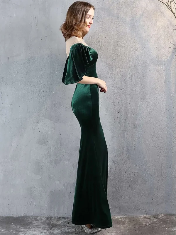Luxury Mesh Velvet Diamonds O-Neck Wedding Cocktail Evening Dresses - Image 11