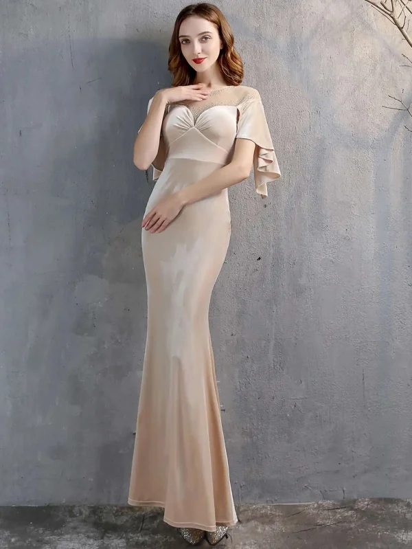 Luxury Mesh Velvet Diamonds O-Neck Wedding Cocktail Evening Dresses - Image 13