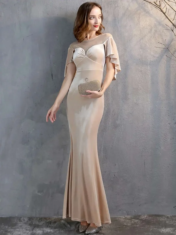 Luxury Mesh Velvet Diamonds O-Neck Wedding Cocktail Evening Dresses - Image 14