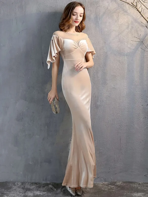 Luxury Mesh Velvet Diamonds O-Neck Wedding Cocktail Evening Dresses - Image 15