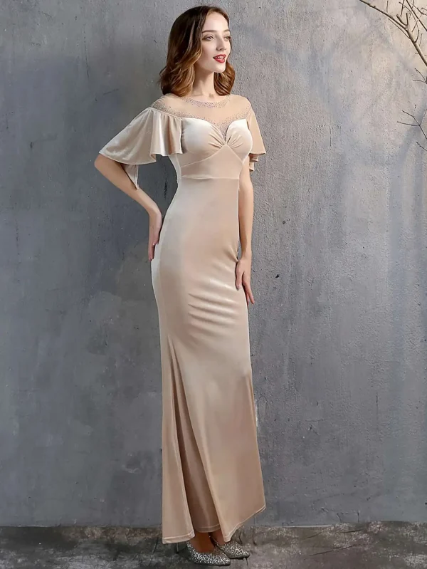 Luxury Mesh Velvet Diamonds O-Neck Wedding Cocktail Evening Dresses - Image 16