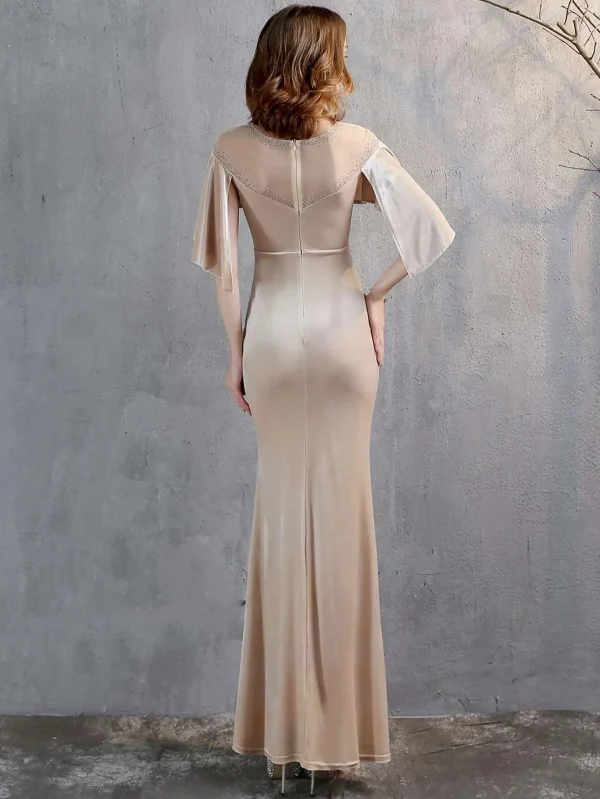 Luxury Mesh Velvet Diamonds O-Neck Wedding Cocktail Evening Dresses - Image 18