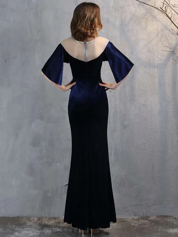 Luxury Mesh Velvet Diamonds O-Neck Wedding Cocktail Evening Dresses - Image 24