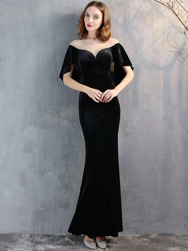 Luxury Mesh Velvet Diamonds O-Neck Wedding Cocktail Evening Dresses - Image 26