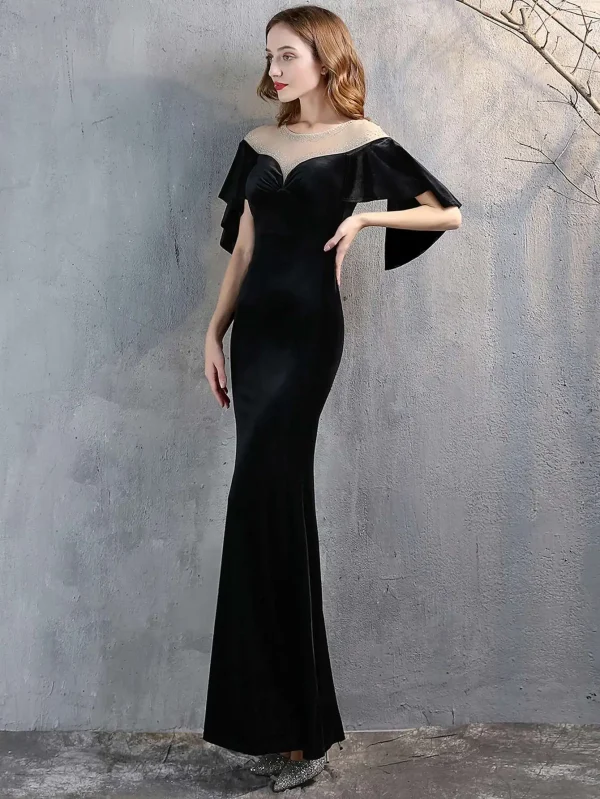 Luxury Mesh Velvet Diamonds O-Neck Wedding Cocktail Evening Dresses - Image 27
