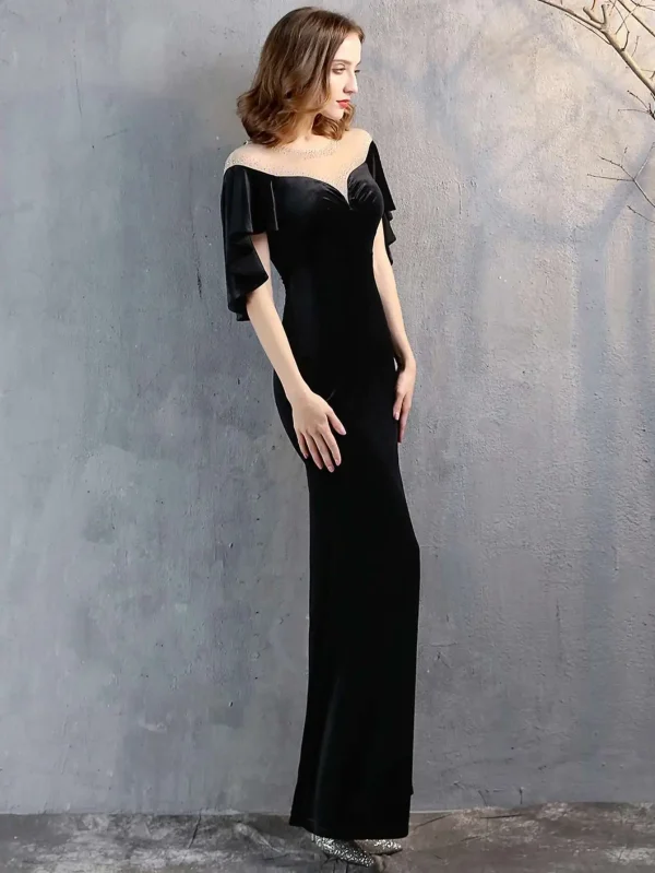 Luxury Mesh Velvet Diamonds O-Neck Wedding Cocktail Evening Dresses - Image 29