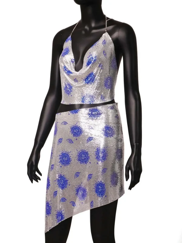 Sequin Printing Spaghetti Strap Nightclub Beach Birthday Party Mini 2 Pcs Sets - Image 2
