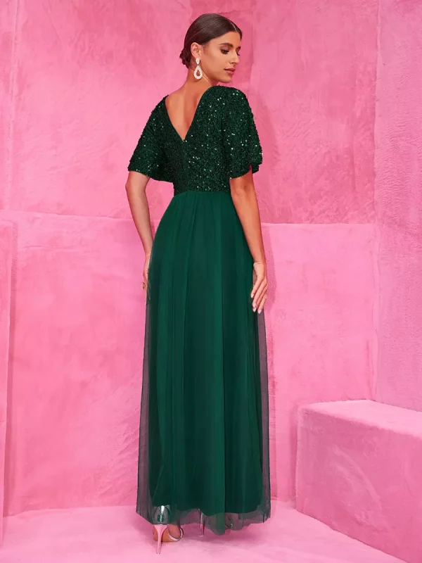 Sequined High Slit For Evening Events Maxi Party Dress - Image 5