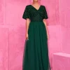 Sequined High Slit For Evening Events Maxi Party Dress - Image 3