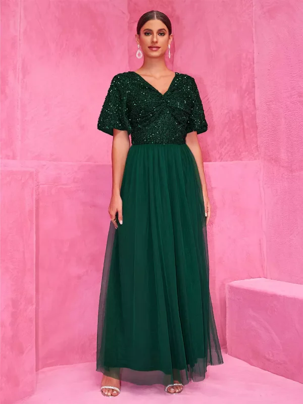 Sequined High Slit For Evening Events Maxi Party Dress - Image 3