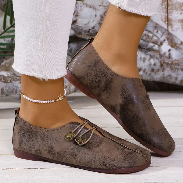 Soft And Comfortable Round Toe Walking Light Non-slip Leather Loafers - Image 17