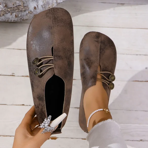 Soft And Comfortable Round Toe Walking Light Non-slip Leather Loafers - Image 15