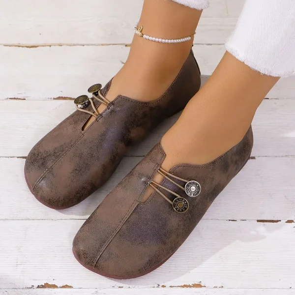 Soft And Comfortable Round Toe Walking Light Non-slip Leather Loafers - Image 16