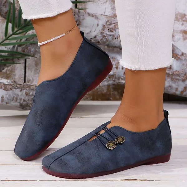 Soft And Comfortable Round Toe Walking Light Non-slip Leather Loafers - Image 5