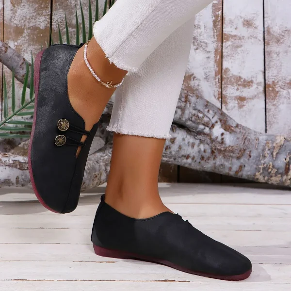 Soft And Comfortable Round Toe Walking Light Non-slip Leather Loafers - Image 7