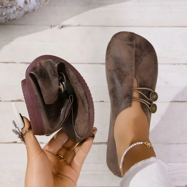 Soft And Comfortable Round Toe Walking Light Non-slip Leather Loafers - Image 18