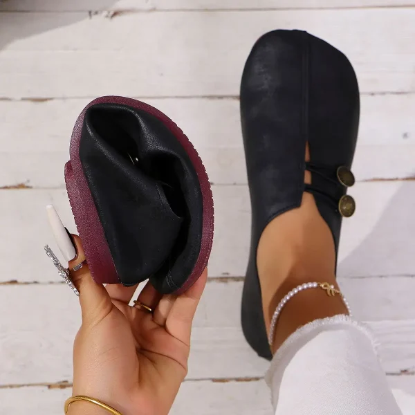 Soft And Comfortable Round Toe Walking Light Non-slip Leather Loafers - Image 8