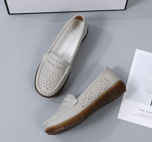 Rubber Round Toe Genuine Leather Flats Platform Slip On Loafers - Image 9