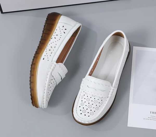 Rubber Round Toe Genuine Leather Flats Platform Slip On Loafers - Image 5