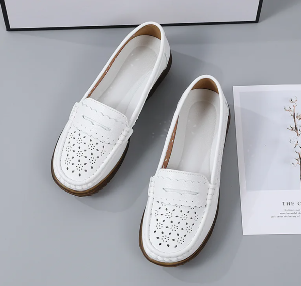 Rubber Round Toe Genuine Leather Flats Platform Slip On Loafers - Image 4