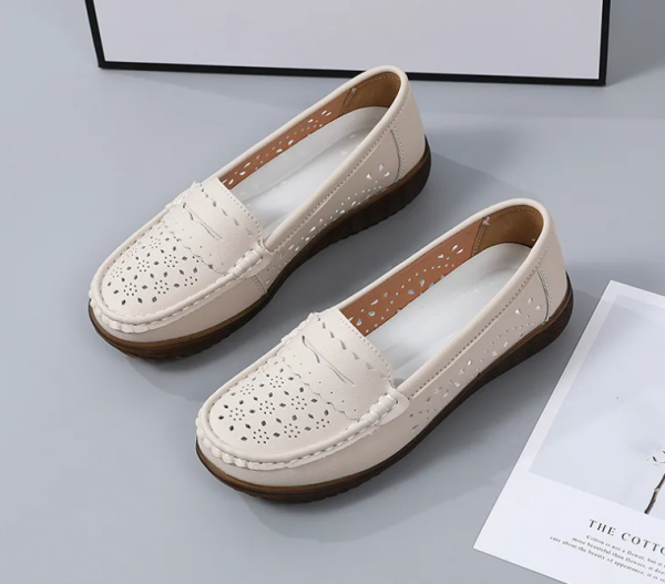 Rubber Round Toe Genuine Leather Flats Platform Slip On Loafers - Image 12
