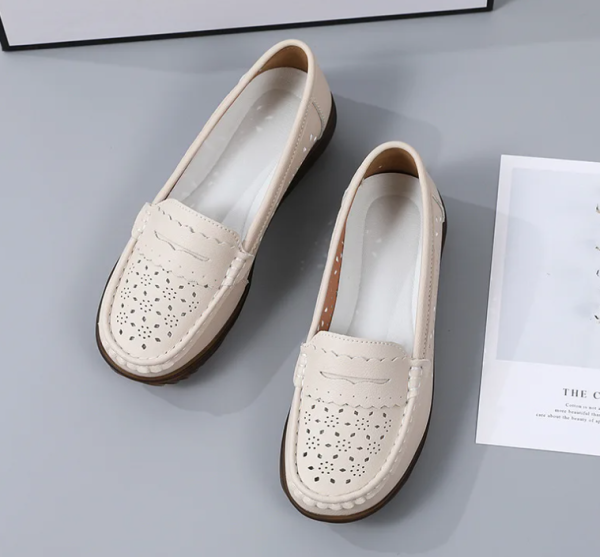 Rubber Round Toe Genuine Leather Flats Platform Slip On Loafers - Image 13