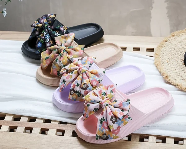 Soft Sole Eva Bow Tie Non-Slip Thick Beach Style Slippers - Image 11